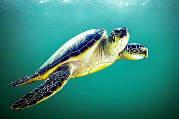 Grote schildpad die in de zee zwemt Illustratie van Animaflora PicsStock
