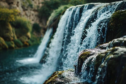 Waterval Stroomt Over Rotsen in Natuurlijke Omgeving