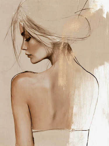 Softly Seen | Minimalistisches Frauenporträt in Beige von Carla Van Iersel
