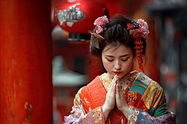 spiritual japan praying Geisha by Egon Zitter