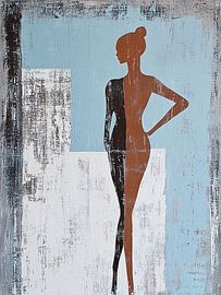 Minimalistische Muse im Schatten von Abstraktes Gemälde