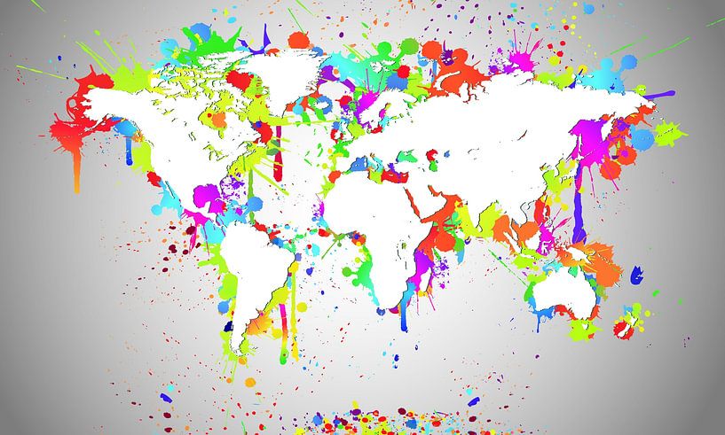 World Map White Splash van World Maps