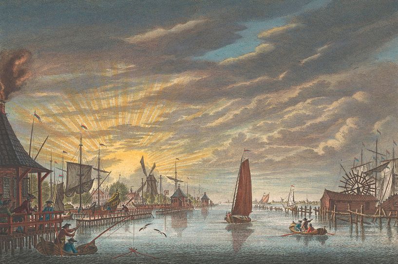 View of the old marina in Amsterdam, seen towards the stronghold Leeuwenburg or Blauwhoofd, Pierre F by Masterful Masters