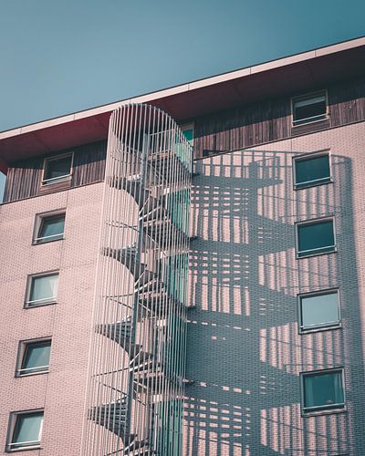 Spiral staircase with shade