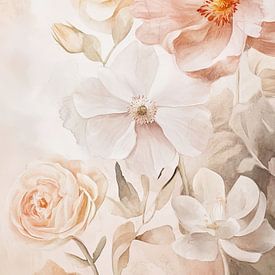 Zachte bloemen in pastelkleuren, een romantisch en poëtische sfeer van Dutch Art Works
