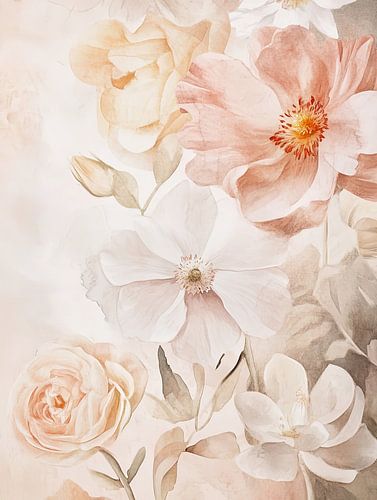 Zarte Blumen in Pastellfarben, eine romantische und poetische Atmosphäre
