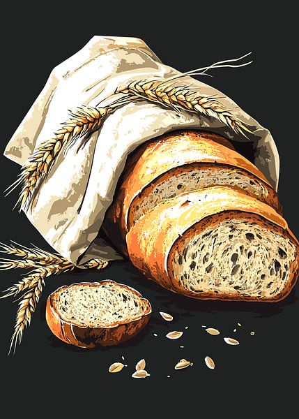 Frisch gebackenes Brot mit Getreideähren von Pixelbull Design