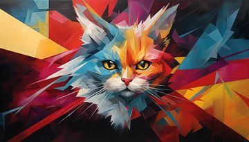 Abstrakte Katze buntes Panorama künstlerisch von TheXclusive Art
