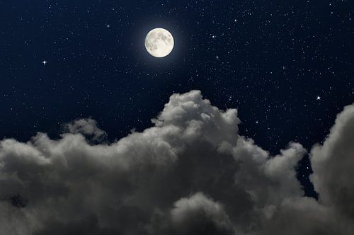 Full moon in a starry sky