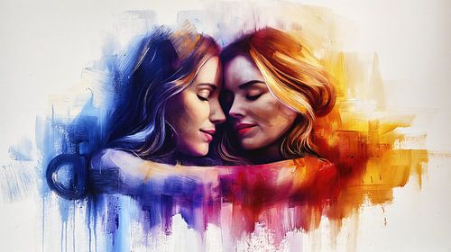 Omhelzing van twee vrouwen