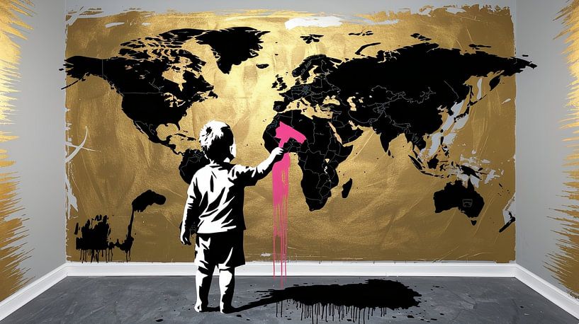 Banksy Hommage Litte Boy Brush - World Map 02 by Team W 32 Gallery