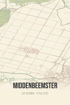 Vintage landkaart van Middenbeemster (Noord-Holland) van MijnStadsPoster