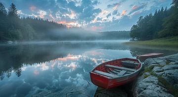 Boat on the empty shore by fernlichtsicht