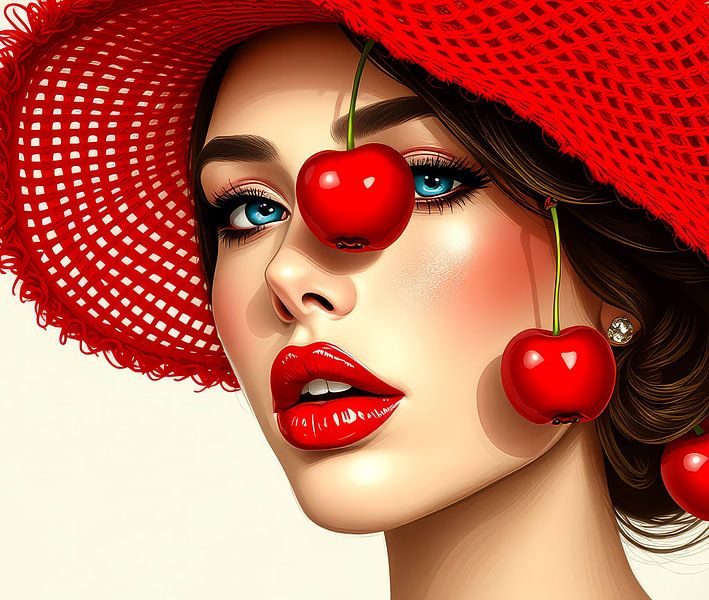 woman with cherries by Egon Zitter