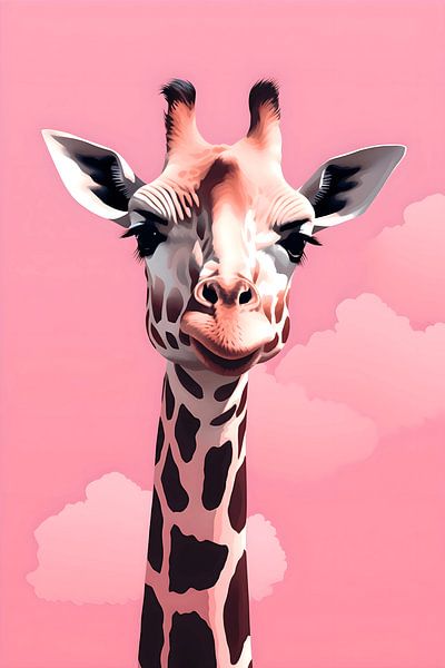 von und in Art mehr Leinwand, Giraffe Poster auf ArtFrame, | Uncoloredx12 Pink Heroes