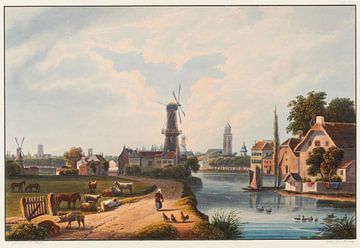 Gezicht op de stad Utrecht, Johann Ludwig Bleuler