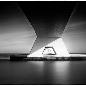 Infinite Perspectives - Zeelandbrug in black and white by Rene van Heerdt