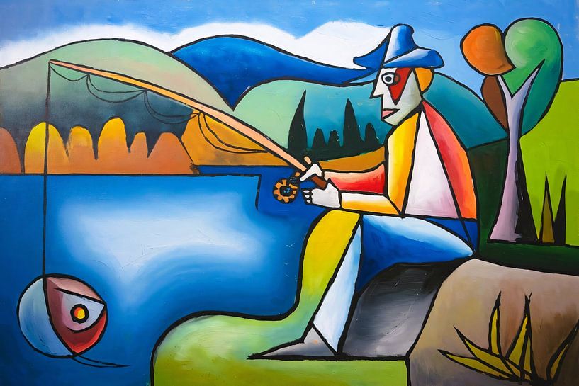 Colourful fisherman by the lake by Art & Soul Creations