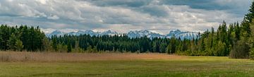 View over the Elbsee to the Allgäu mountains by Leo Schindzielorz