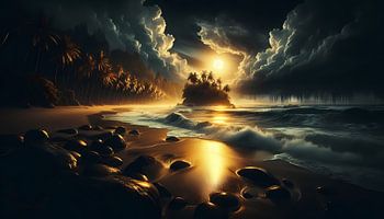 Zwarte en gouden strandsymfonie