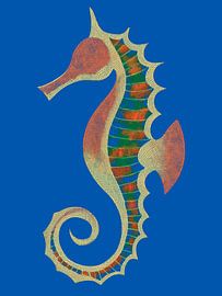 Illustration of an abstract Seahorse in blue by STUDIO ARTSY
