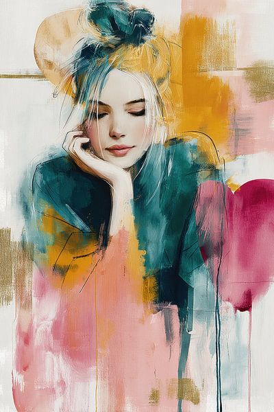 Abstraktes Gemälde - Grün und Rosa Verträumt und Elegant von Joriali Abstrakte Kunst