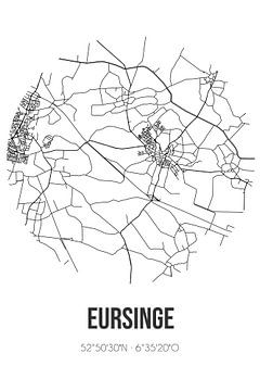Eursinge (Drenthe) | Carte | Noir et Blanc sur Rezona
