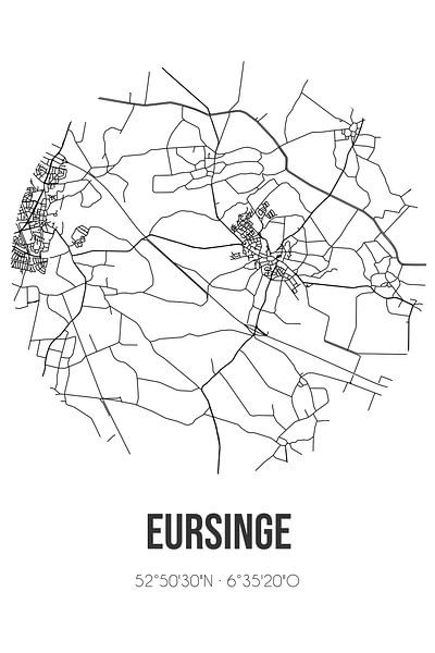 Eursinge (Drenthe) | Map | Black and white by Prints of Place
