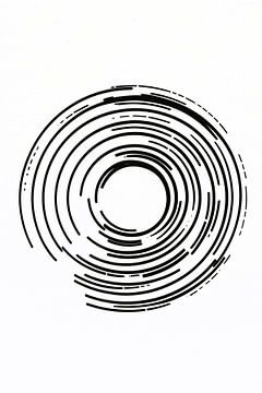 Cercles abstraits noirs et blancs contrastés sur De Muurdecoratie