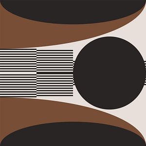 Geometrische Retro-Abstraktion. Moderne Kunst in braun, weiß, schwarz Nr. 1 von Dina Dankers