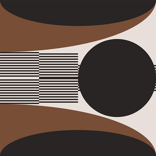 Retro Geometrische Abstractie. Moderne kunst in bruin, wit, zwart nr. 1