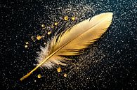 Golden feather on black background by Imperial Art House thumbnail
