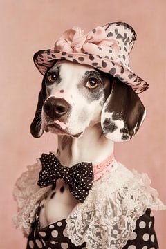 Elegant dog in a vintage outfit by Poster Art Shop
