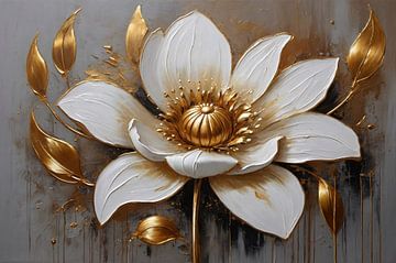 Elegante Witte Bloem met Gouden Accenten van Art & Soul Creations