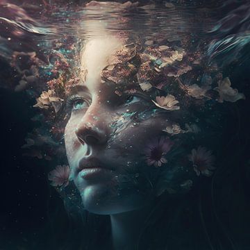 Bloemenmeisje onder water van Anne Loos