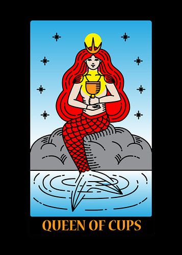 The Queen of Cups Tarot Card Spiritual Wall Decoration Art Print