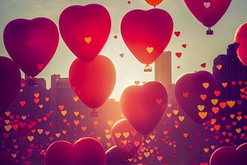 De achtergrond van de Dag van de Valentijn met hartballonnen, kunstillustratie van Animaflora PicsStock