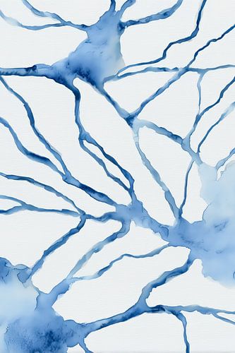 Serene watercolour abstraction in cool shades of blue by Thea