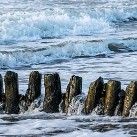 Rangée de pôles dans la mer sur Arina Keijzer