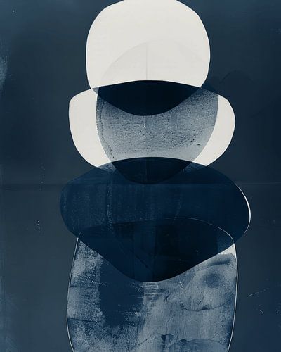 Japandi in kobaltblau, modern und abstrakt