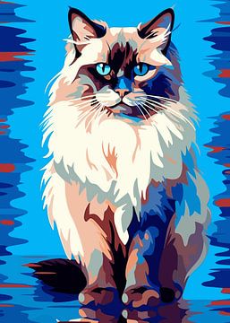 Katze Tier WPAP Pop Art Farbe Stil von Qreative