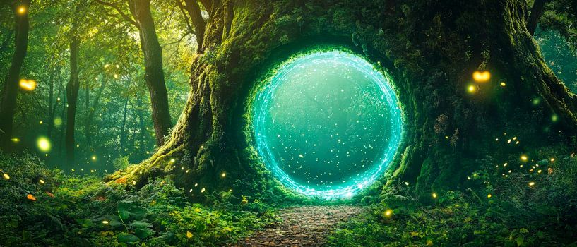 Magic tree with portal in the forest by Poster Art Shop