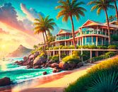 Strand met huizen van Mustafa Kurnaz thumbnail