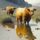 Een met de natuur Schots Hoogland vee van Poster Art Shop thumbnail