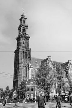 Westerkerk Prinsengracht Amsterdam Noir et blanc sur Hendrik-Jan Kornelis