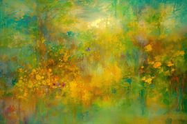 Abstract Schilderij - Groen Geel Natuurlijke Harmonie van Joriali Abstract