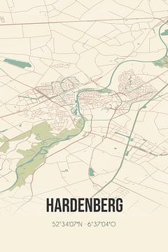 Vintage landkaart van Hardenberg (Overijssel) van MijnStadsPoster