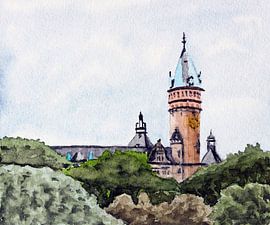 Vue sur le parc de la Petruss en direction de la Banque nationale, Luxembourg sur brushclicks