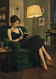 Frau, die ein Buch liest von haroulita