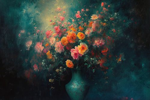 Nature morte florale Neon | Floral Ember Illusion
